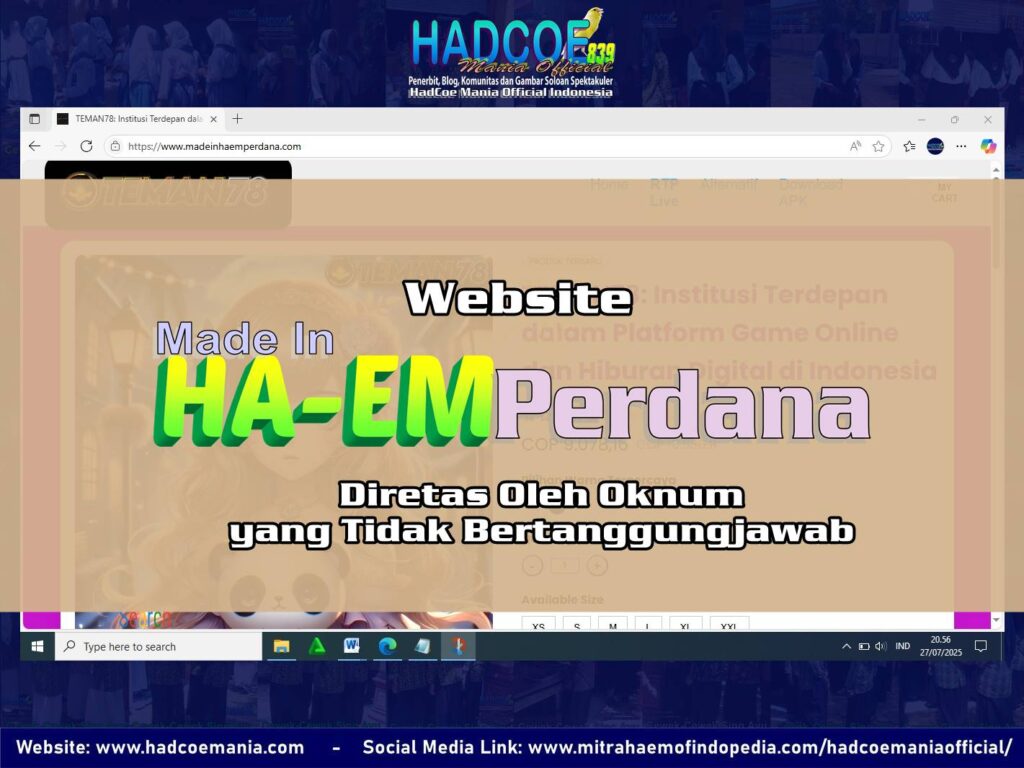 Website Made In HAEM Perdana Diretas Oleh Oknum yang Tidak Bertanggungjawab